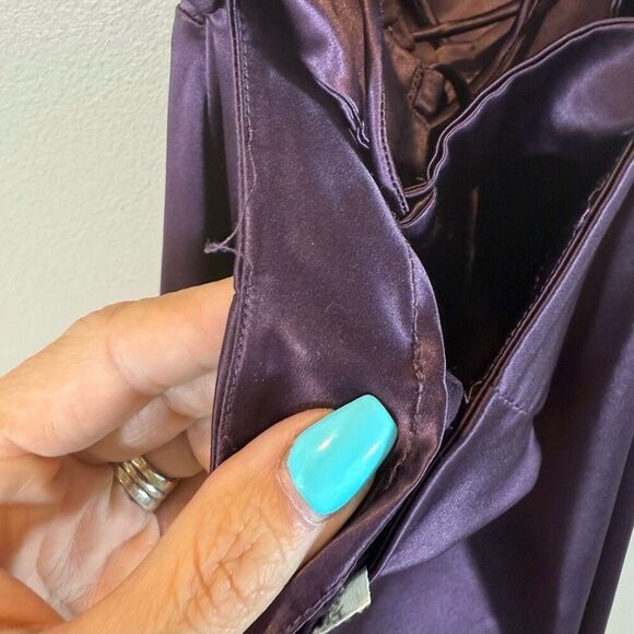 Intimately Free People Mystic Purple Slinky Back Cutout Satin Slip Mini Dress S - Picture 3 of 11